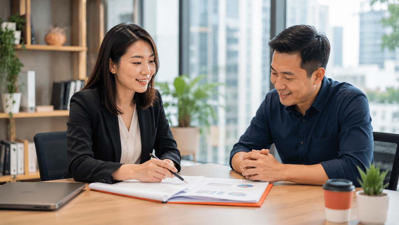 ZES consultant guiding a Singapore business owner