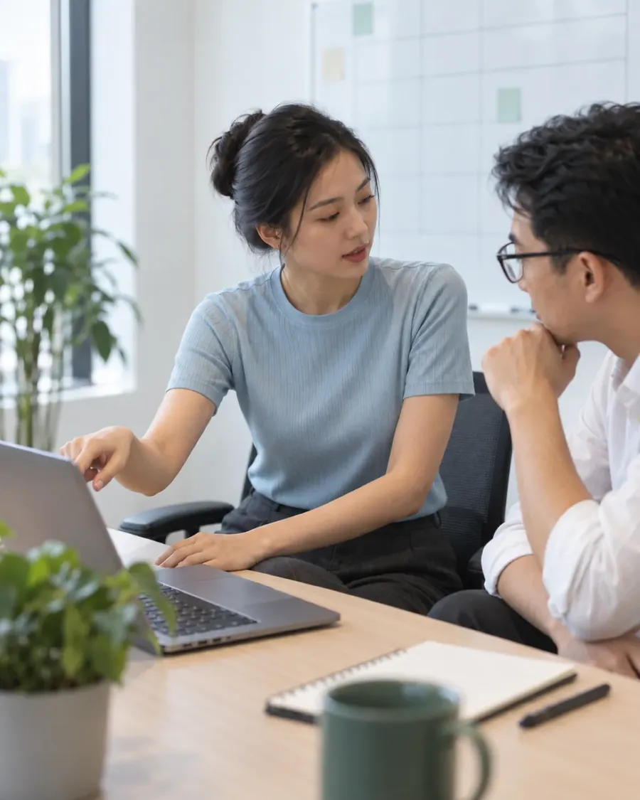 A consultant reviewing a Singapore business project plan