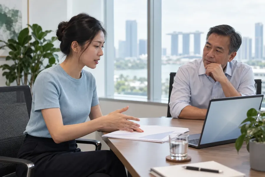 A consultant reviewing a growth plan with a business owner